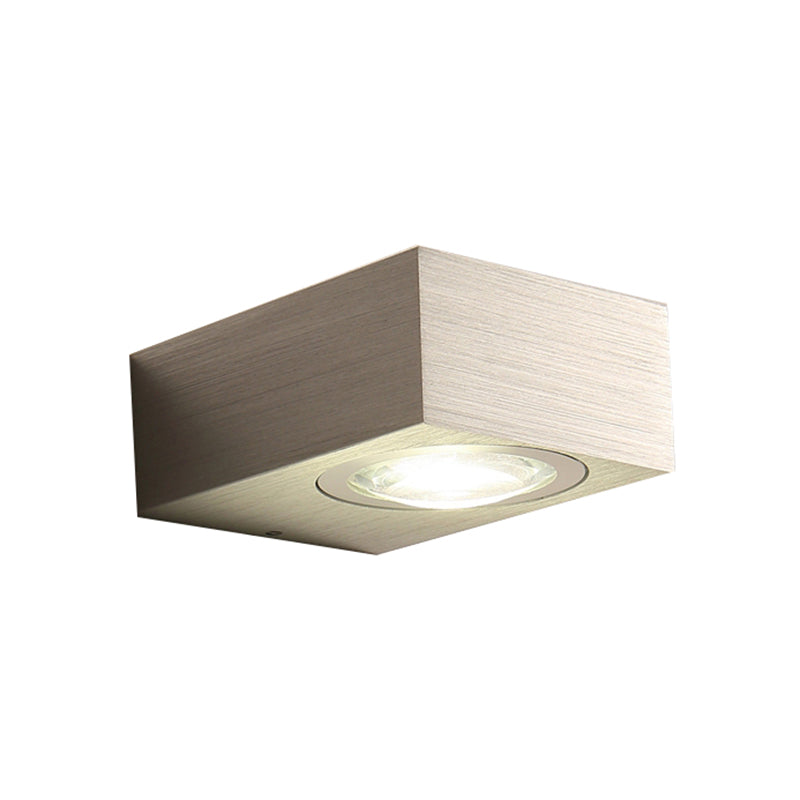 Square Bedroom Wall Lighting Fixture Aluminum Warm/White Light LED Modernist Sconce Light Fixture in Black/Silver Clearhalo 'Cast Iron' 'Glass' 'Industrial' 'Modern wall lights' 'Modern' 'Tiffany' 'Traditional wall lights' 'Wall Lamps & Sconces' 'Wall Lights' Lighting' 128293