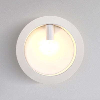 Squared/Rounded Shade Bathroom Wall Lighting Metal 1-Light Simplistic Stylish Wall Sconce Lamp in Black/White Clearhalo 'Cast Iron' 'Glass' 'Industrial' 'Modern wall lights' 'Modern' 'Tiffany' 'Traditional wall lights' 'Wall Lamps & Sconces' 'Wall Lights' Lighting' 128307