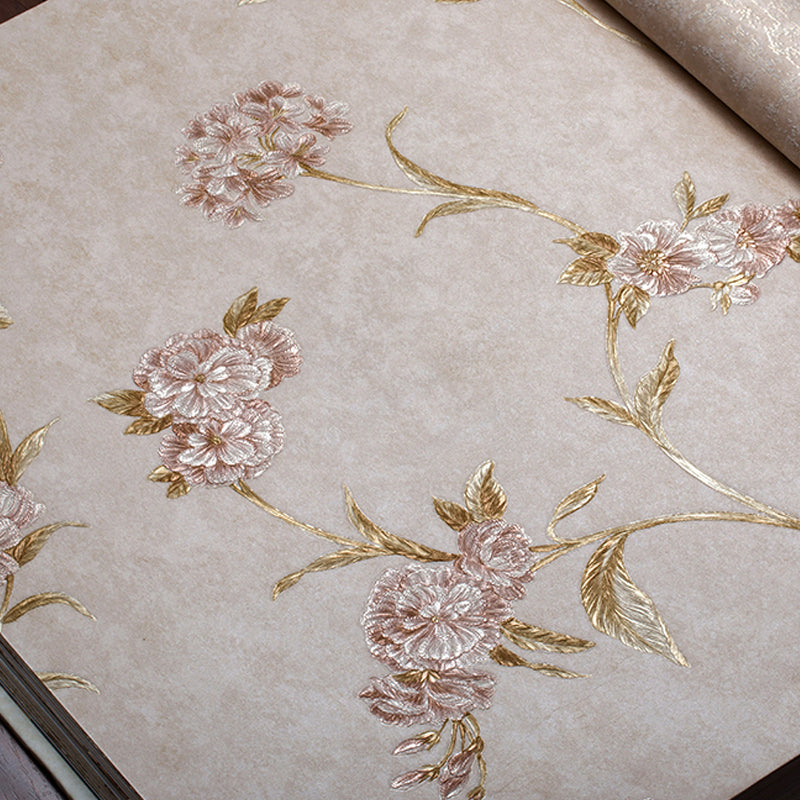 Rustic Flower Blossom Wallpaper Roll Pastel Color Stain Resistant Wall Art for Living Room Clearhalo 'Country wall decor' 'Rustic' 'Wallpaper' Wall Decor' 1283168