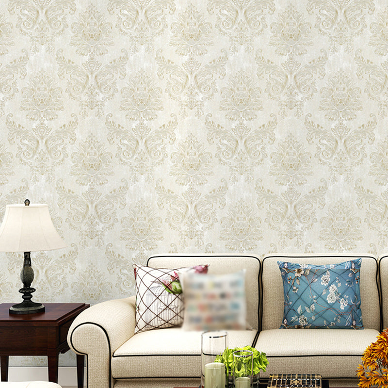 Light-Color Antique Wallpaper 33' L x 20.5" W Flower Pattern Wall Art for Bedroom Light Yellow Clearhalo 'Vintage wall decor' 'Vintage' 'Wallpaper' Wall Decor' 1283188