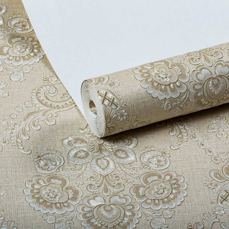 Damask Wallpaper Roll Light-Color Wall Decoration for Living Room, Moisture-Resistant Clearhalo 'Vintage wall decor' 'Vintage' 'Wallpaper' Wall Decor' 1283198