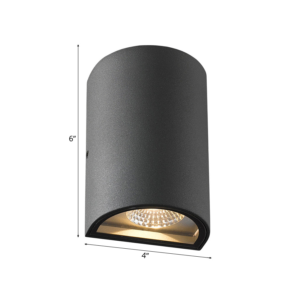 LED Outdoor Wall Washer Light with Half-Cylinder Aluminum Shade Black/Gray Wall Light Fixture in Warm/White Lighting Clearhalo 'Cast Iron' 'Glass' 'Industrial' 'Modern wall lights' 'Modern' 'Tiffany' 'Traditional wall lights' 'Wall Lamps & Sconces' 'Wall Lights' Lighting' 128324