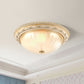Beige Bowl Shaped Flush Ceiling Light Traditional Ribbed Glass 2/3 Lights 11.5"/16"/19.5" W Bedroom Flush Mount Clearhalo 'Ceiling Lights' 'Close To Ceiling Lights' 'Close to ceiling' 'Flush mount' Lighting' 1283285