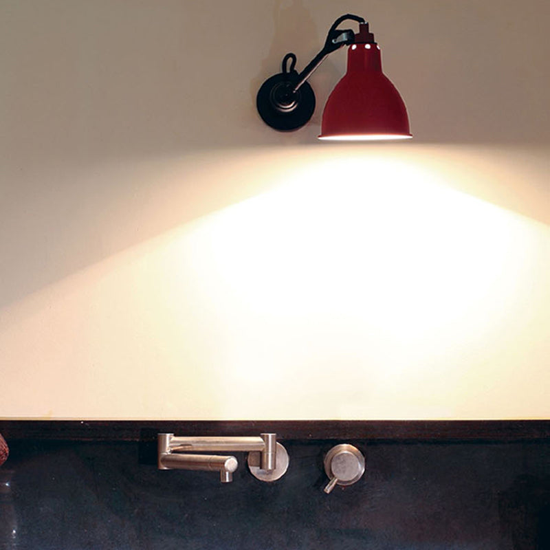 Black/Gray Domed Wall Sconce Light Modern 1 Head Metallic Wall Lamp with Adjustable Arm, 23.5"+8"/16"+8" Length Arm Red Clearhalo 'Cast Iron' 'Glass' 'Industrial' 'Modern wall lights' 'Modern' 'Tiffany' 'Traditional wall lights' 'Wall Lamps & Sconces' 'Wall Lights' Lighting' 128359