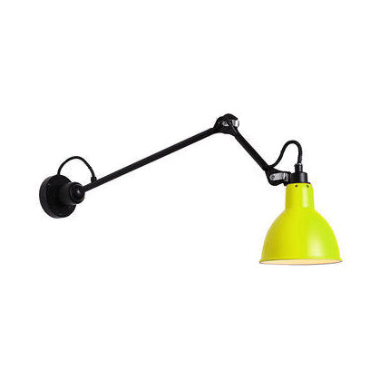 Black/Gray Domed Wall Sconce Light Modern 1 Head Metallic Wall Lamp with Adjustable Arm, 23.5"+8"/16"+8" Length Arm Yellow 16"+8" Clearhalo 'Cast Iron' 'Glass' 'Industrial' 'Modern wall lights' 'Modern' 'Tiffany' 'Traditional wall lights' 'Wall Lamps & Sconces' 'Wall Lights' Lighting' 128362