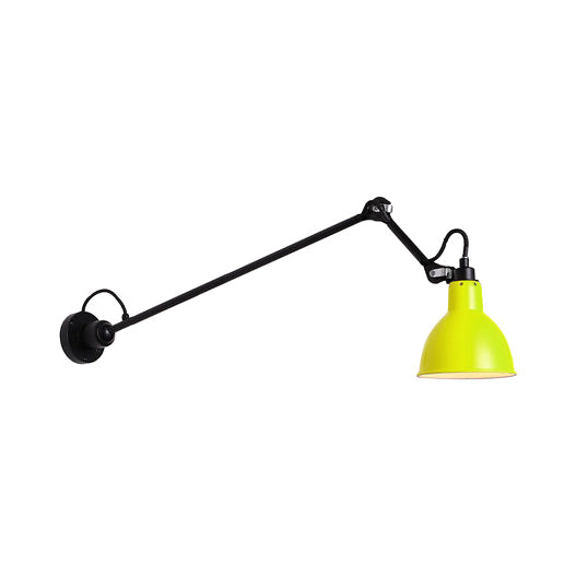 Black/Gray Domed Wall Sconce Light Modern 1 Head Metallic Wall Lamp with Adjustable Arm, 23.5"+8"/16"+8" Length Arm Yellow 23.5"+8" Clearhalo 'Cast Iron' 'Glass' 'Industrial' 'Modern wall lights' 'Modern' 'Tiffany' 'Traditional wall lights' 'Wall Lamps & Sconces' 'Wall Lights' Lighting' 128363