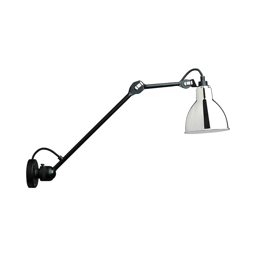 Black/Gray Domed Wall Sconce Light Modern 1 Head Metallic Wall Lamp with Adjustable Arm, 23.5"+8"/16"+8" Length Arm Chrome Clearhalo 'Cast Iron' 'Glass' 'Industrial' 'Modern wall lights' 'Modern' 'Tiffany' 'Traditional wall lights' 'Wall Lamps & Sconces' 'Wall Lights' Lighting' 128366