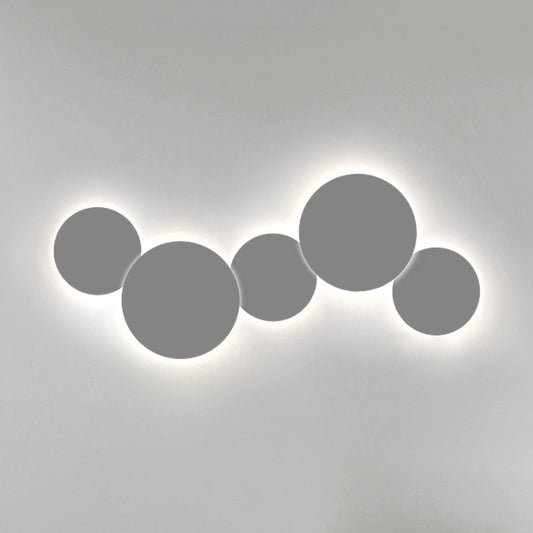 Minimalism Circle Shaped Metal Wall Lamp Warm/White Light Integrated LED Wall Lighting in Grey/White, 47.5"/52" Wide Clearhalo 'Cast Iron' 'Glass' 'Industrial' 'Modern wall lights' 'Modern' 'Tiffany' 'Traditional wall lights' 'Wall Lamps & Sconces' 'Wall Lights' Lighting' 128414