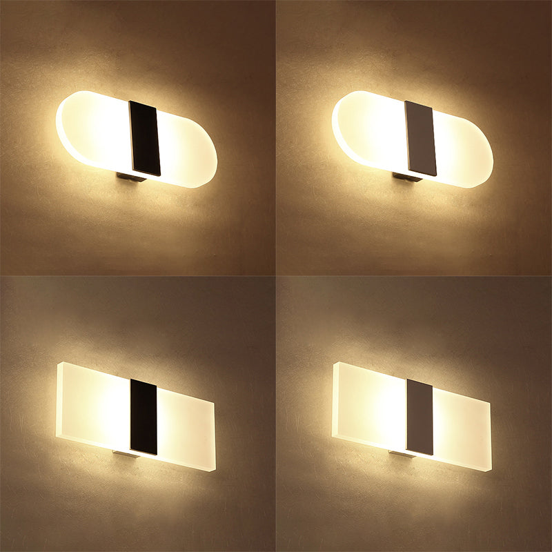 Oval/Rectangular/Convex Wall Sconce Modern 8"/10.5" Wide LED Acrylic Wall Lighting Fixture in Warm/White/Natural Light Clearhalo 'Modern wall lights' 'Modern' 'Wall Lamps & Sconces' 'Wall Lights' Lighting' 128428