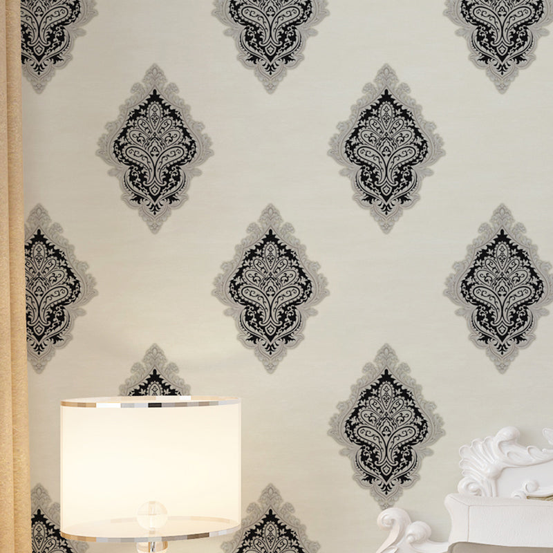 Medallion Jacquard Wallpaper Roll Nostalgic 3D Embossed Wall Decoration in Soft Color Clearhalo 'Vintage wall decor' 'Vintage' 'Wallpaper' Wall Decor' 1284407