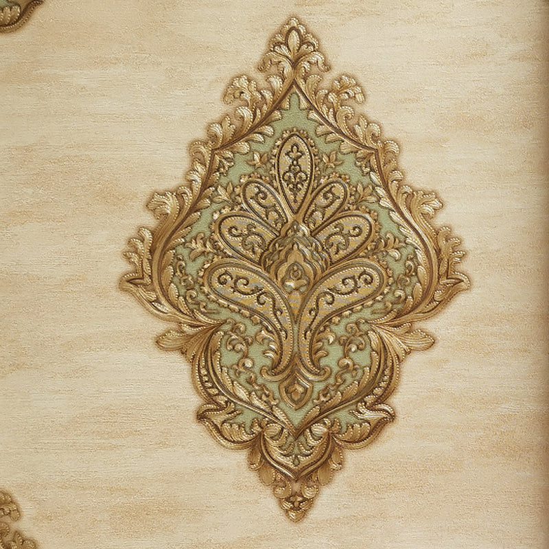 Medallion Jacquard Wallpaper Roll Nostalgic 3D Embossed Wall Decoration in Soft Color Clearhalo 'Vintage wall decor' 'Vintage' 'Wallpaper' Wall Decor' 1284415
