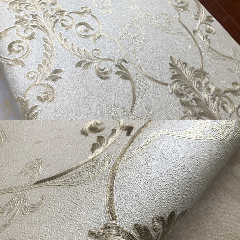 Waterproof Scroll Flower Wallpaper Satin European Style Wall Covering for Living Room Clearhalo 'Vintage wall decor' 'Vintage' 'Wallpaper' Wall Decor' 1284424