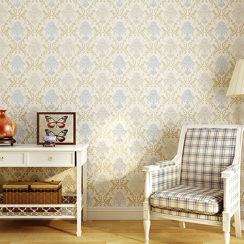 Latticework Jacquard Wallpaper Antique 3D Embossed Wall Covering in Soft Color for Accent Wall Gray-Blue Clearhalo 'Vintage wall decor' 'Vintage' 'Wallpaper' Wall Decor' 1284458