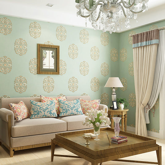 Nostalgic Embroidered Floral Wallpaper for Bedroom 57.1-sq ft Wall Decor in Pastel Color