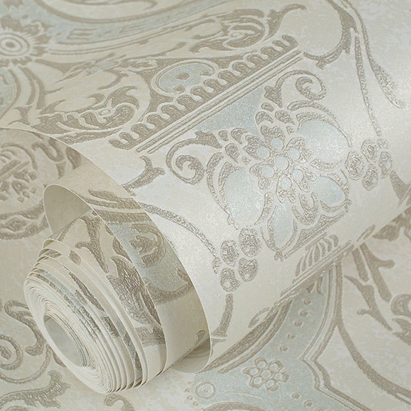 Vintage Quatrefoil Wallpaper Roll Light-Color Flower Wall Art for Living Room, Faux Silk Made Clearhalo 'Vintage wall decor' 'Vintage' 'Wallpaper' Wall Decor' 1284506