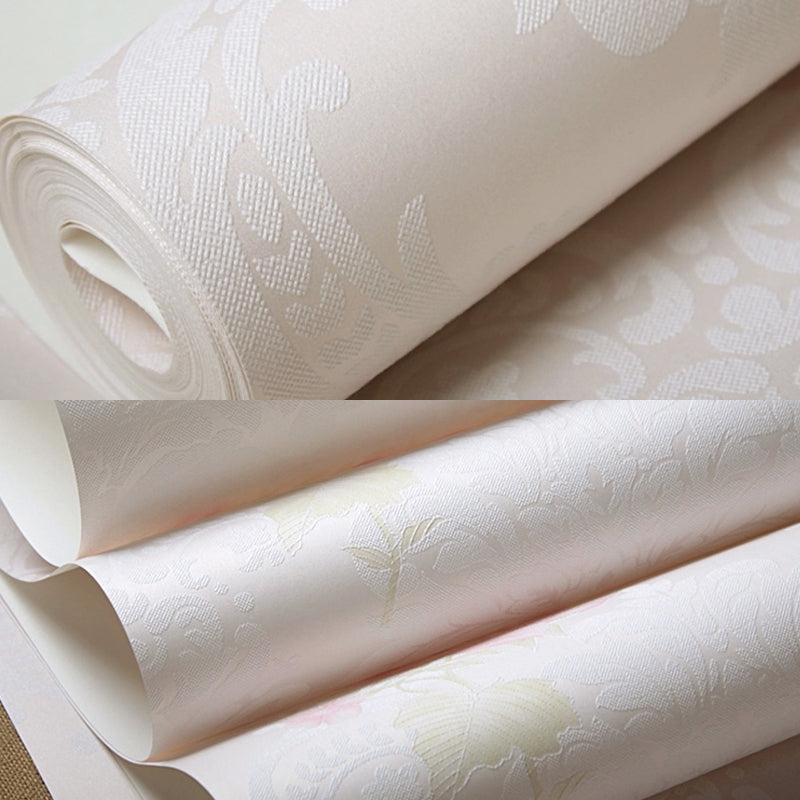 Light-Color Peony Print Wallpaper Stain-Resistant Wall Decoration for Living Room Clearhalo 'Country wall decor' 'Rustic' 'Wallpaper' Wall Decor' 1284524