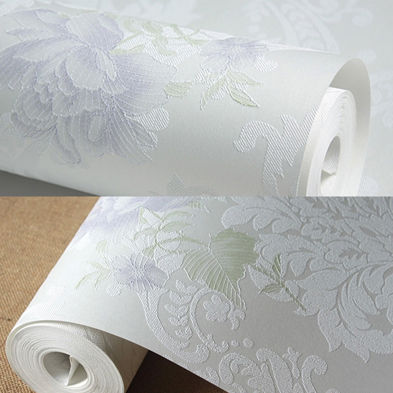 Light-Color Peony Print Wallpaper Stain-Resistant Wall Decoration for Living Room Clearhalo 'Country wall decor' 'Rustic' 'Wallpaper' Wall Decor' 1284527