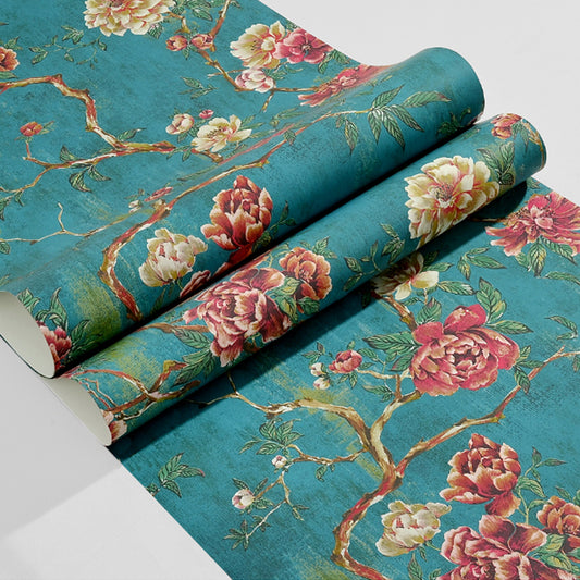 Flower Blossoming Peony Wallpaper Rustic Paper Made Wall Covering in Pastel Color Clearhalo 'Country wall decor' 'Rustic' 'Wallpaper' Wall Decor' 1284543
