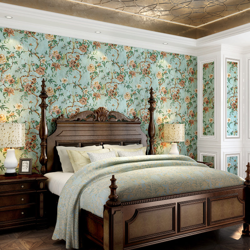 Flower Blossoming Peony Wallpaper Rustic Paper Made Wall Covering in Pastel Color Clearhalo 'Country wall decor' 'Rustic' 'Wallpaper' Wall Decor' 1284552