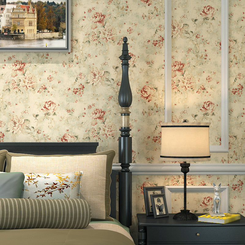 Farmhouse Rose Wallpaper Roll Yellow-Green Dining Room Wall Decor, 31' L x 20.5" W Clearhalo 'Country wall decor' 'Rustic' 'Wallpaper' Wall Decor' 1284560