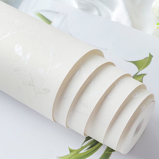 Rustic Plant Leaves Wallpaper Roll Light-Color Stain Resistant Wall Decor for Home White Clearhalo 'Country wall decor' 'Rustic' 'Wallpaper' Wall Decor' 1284619