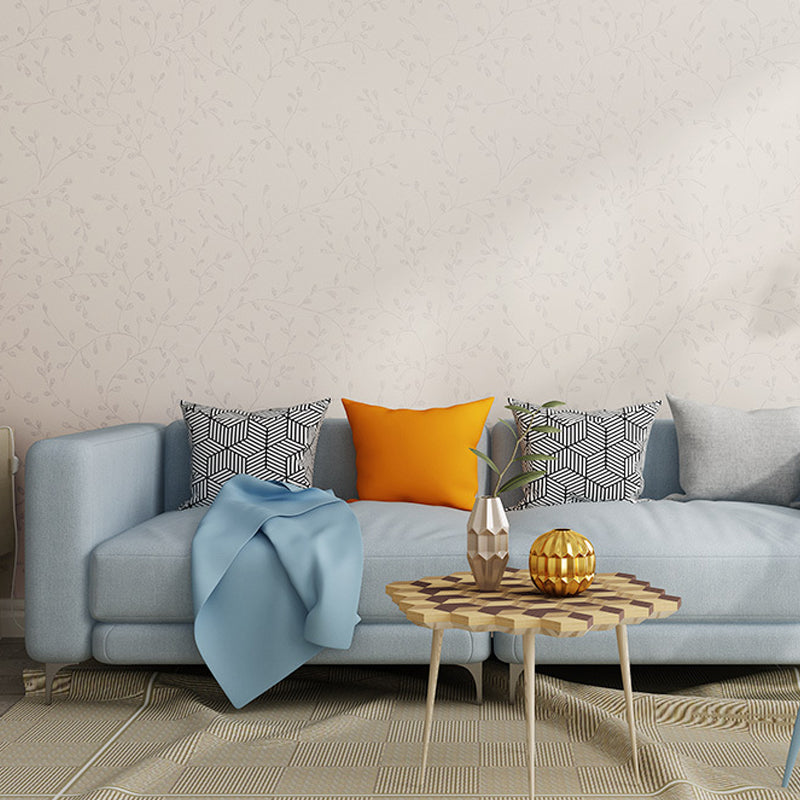 Rustic Plant Leaves Wallpaper Roll Light-Color Stain Resistant Wall Decor for Home Clearhalo 'Country wall decor' 'Rustic' 'Wallpaper' Wall Decor' 1284621