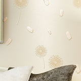 Rustic Girls Wallpaper Roll with Feather and Dandelion Pattern Soft-Color Wall Art Clearhalo 'Country wall decor' 'Rustic' 'Wallpaper' Wall Decor' 1284636