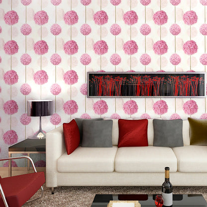 Purple Hydrangea Wallpaper Floral Print Rustic Stain-Resistant Wall Art for Living Room Purple Clearhalo 'Country wall decor' 'Rustic' 'Wallpaper' Wall Decor' 1284659