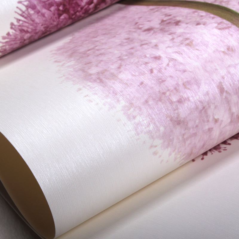 Purple Hydrangea Wallpaper Floral Print Rustic Stain-Resistant Wall Art for Living Room Clearhalo 'Country wall decor' 'Rustic' 'Wallpaper' Wall Decor' 1284661