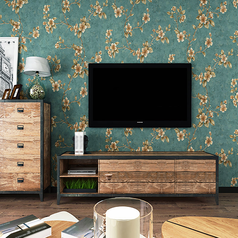 Peach Blossom Wallpaper Roll Farmhouse Waterproof Bedroom Wall Decoration, 57.1-sq ft Clearhalo 'Country wall decor' 'Rustic' 'Wallpaper' Wall Decor' 1284665