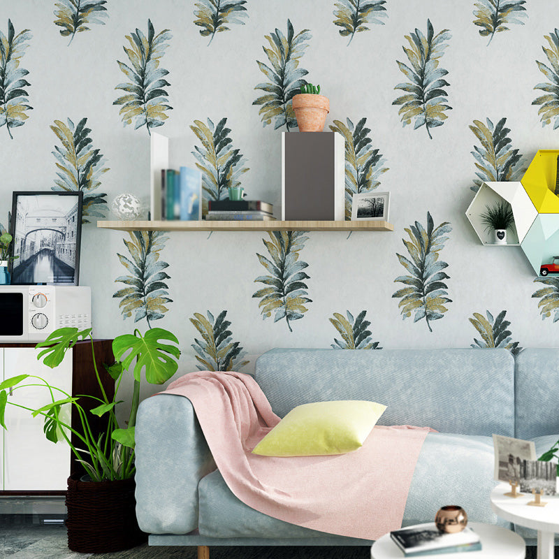 Modernist Fern Leaf Wallpaper Roll Blue-Grey Plant Wall Decoration for Living Room Clearhalo 'Modern wall decor' 'Modern' 'Wallpaper' Wall Decor' 1284732