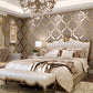 European Ogee Wallpaper Flock Moisture Resistant Dark Color Wall Art for Bedroom Clearhalo 'Vintage wall decor' 'Vintage' 'Wallpaper' Wall Decor' 1284741