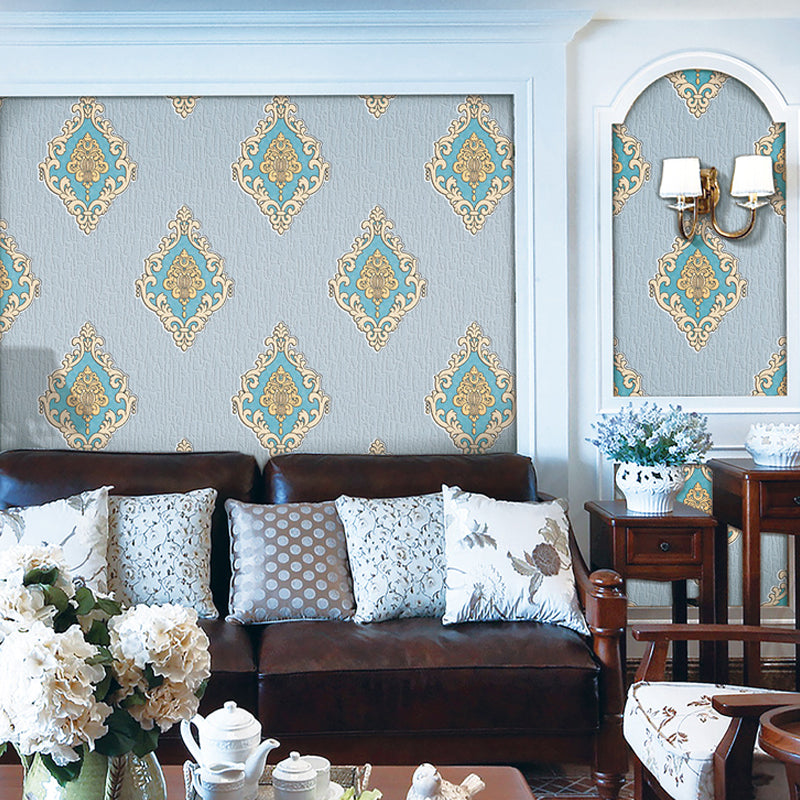 Classic Jacquard Pattern Wallpaper Roll 57.1 sq ft Flock Wall Decor Waterproof Paste-Free Gris Claro Clearhalo 'Decoración Mural' 'Fondo de Pantalla' 'Hogar' 1284755_f1c15b3e-78b7-4183-867f-c656dffbccbb