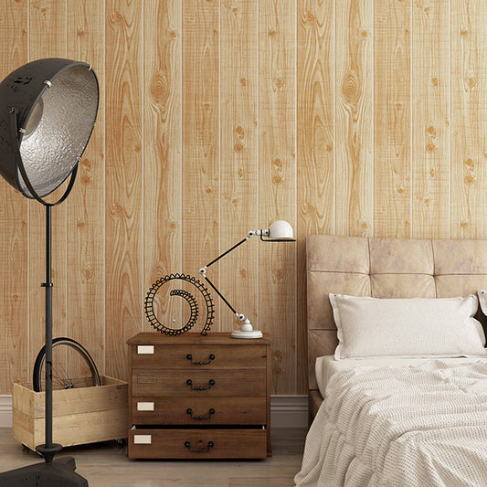 Stain-Proof Wood Look Wallpaper Rustic PVC Wall Covering for Living Room, 57.1-sq ft Light Yellow