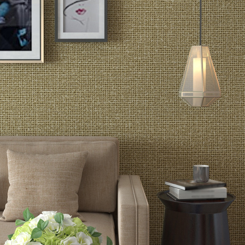 Crisscrossed Rattan Effect Wallpaper Light-Color Japanese Wall Decor for Bedroom Yellow Clearhalo 'Wall Decor' 'Wallpaper' 1284824