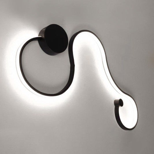 Twist LED Wall Sconce Contemporary Acrylic 1 Light Black/White Wall Lighting Fixture in Warm/White Light Black C Clearhalo 'Modern wall lights' 'Modern' 'Wall Lamps & Sconces' 'Wall Lights' Lighting' 128491