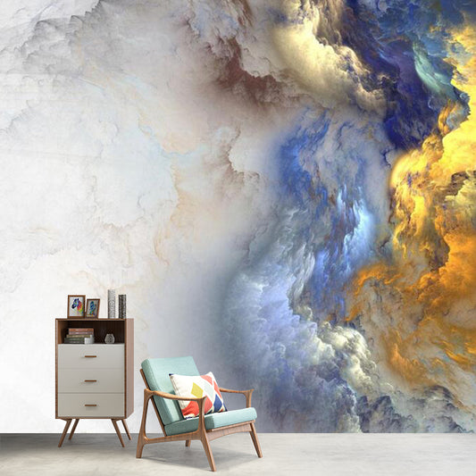 Yellow-Blue Cloud Mural Wallpaper Abstract Decorative Waterproof Wall Covering for Home Clearhalo 'Wall Decor' 'Wall Mural' 1284929