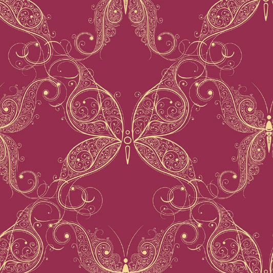 Full Size Butterflies Wall Murals for Bedroom Animal Print Wall Covering in Purple-Red, Washable