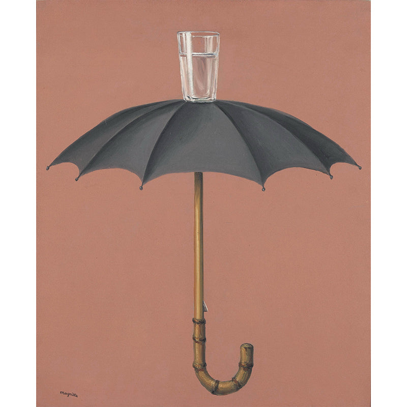 Grey-Red Surrealistic Mural Wallpaper Large Umbrella with Glass Cup Top Wall Decor for Home Clearhalo 'Wall Decor' 'Wall Mural' 1285132