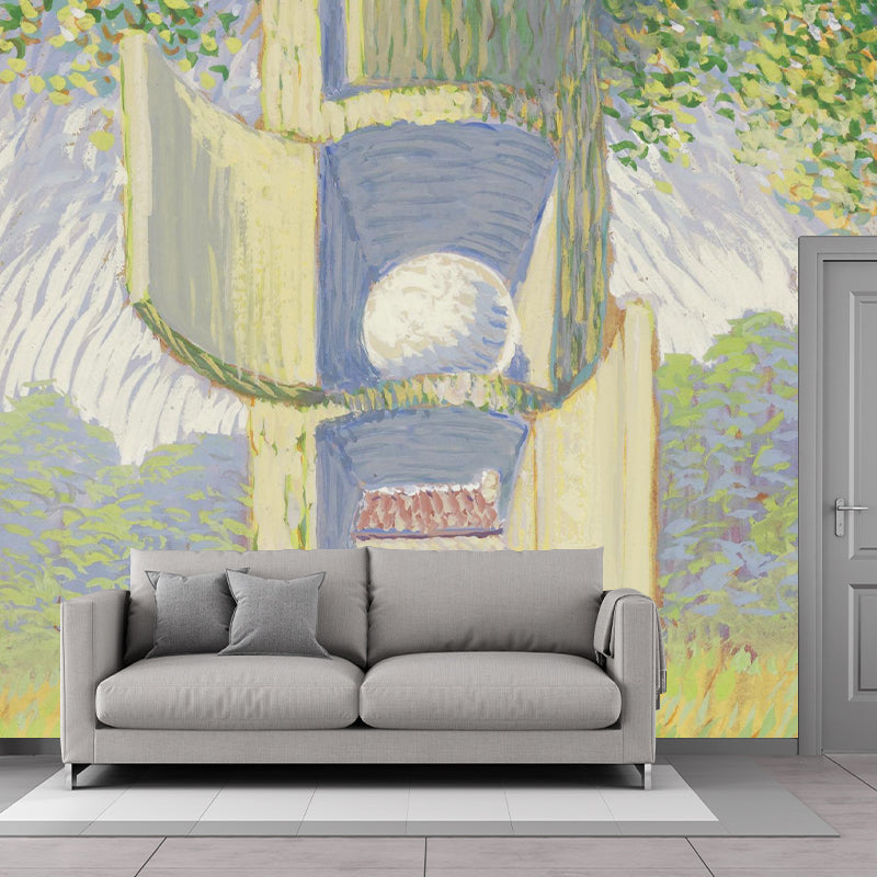 La Voix Du Sang Murals Wallpaper Surreal Non-Woven Fabric Wall Decor in Pastel Color Clearhalo 'Wall Decor' 'Wall Mural' 1285191