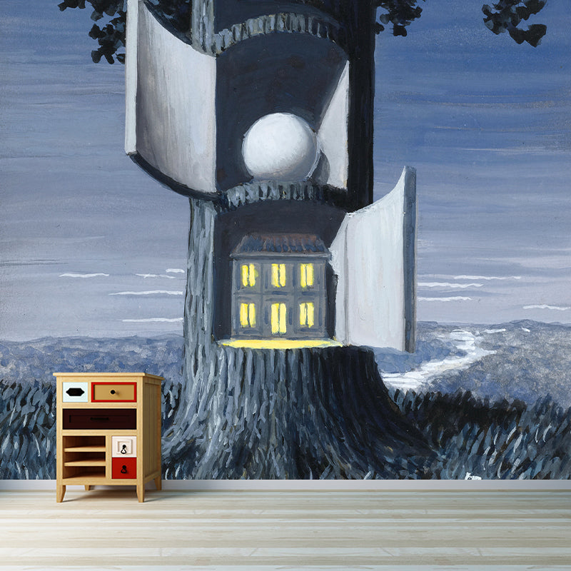 La Voix Du Sang Murals Wallpaper Surreal Non-Woven Fabric Wall Decor in Pastel Color Clearhalo 'Wall Decor' 'Wall Mural' 1285195