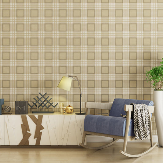 Geometric Checkered Wallpaper Roll Nordic Paper Print Wall Covering in Pastel Color Khaki Clearhalo 'Modern wall decor' 'Modern' 'Wallpaper' Wall Decor' 1285224