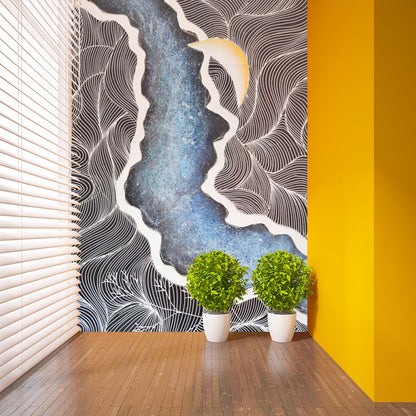 Artistic Flow Painting Murals for Living Room Personalized Wall Covering in Brown Brown Clearhalo 'Wall Decor' 'Wall Mural' 1285457