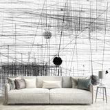 Abstract Line Sketch Wallpaper Murals Artistry Non-Woven Material Wall Decor in Black-Grey Clearhalo 'Wall Decor' 'Wall Mural' 1285463