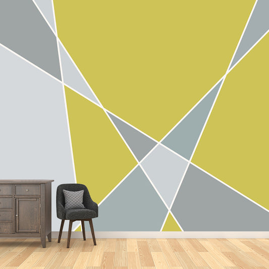 Grey-Yellow Modern Art Murals Large Size Geometric Wall Decoration for Living Room Clearhalo 'Wall Decor' 'Wall Mural' 1285473