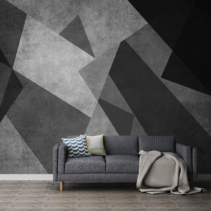 Black-Grey Modernist Mural Wallpaper Whole Geometric Pattern Wall Art for Bedroom Clearhalo 'Wall Decor' 'Wall Mural' 1285517