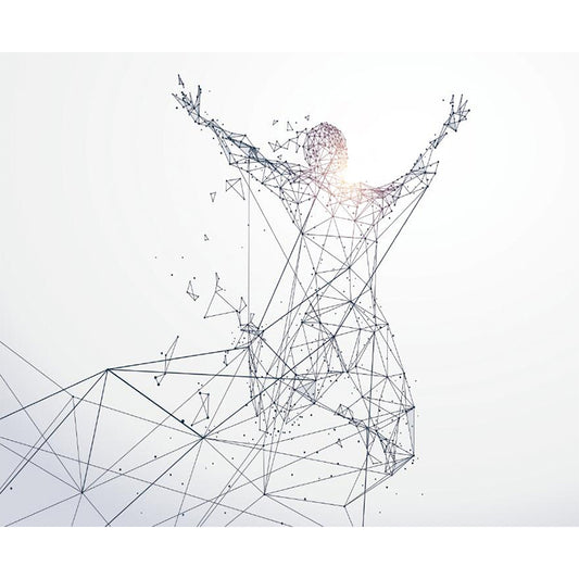 3D Geometric Man Jumping Murals Minimalistic Washable Office Wall Art, Made to Measure White custom Clearhalo 'Wall Decor' 'Wall Mural' 1285545