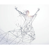 3D Geometric Man Jumping Murals Minimalistic Washable Office Wall Art, Made to Measure White custom Clearhalo 'Wall Decor' 'Wall Mural' 1285545