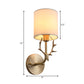 Modernism 1/2 Lights Wall Sconce with Fabric Shade Black/Gold Cylinder Wall Mount Light Fixture with Metal Antler Clearhalo 'Cast Iron' 'Glass' 'Industrial' 'Modern wall lights' 'Modern' 'Tiffany' 'Traditional wall lights' 'Wall Lamps & Sconces' 'Wall Lights' Lighting' 128581
