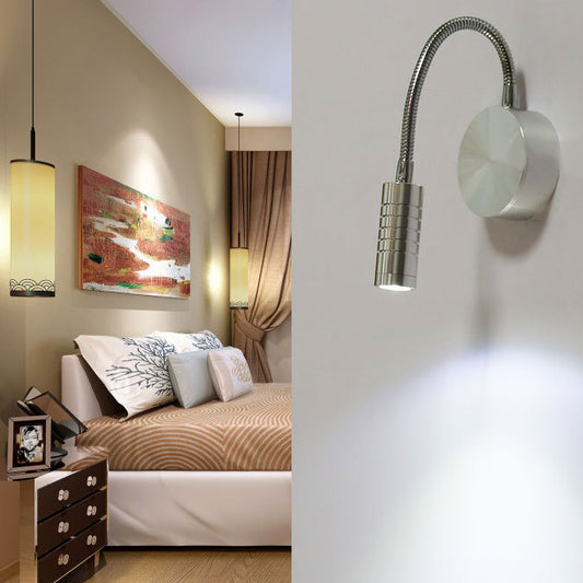 Chrome Cylinder Wall Mount Lamp Modern LED Metal Adjustable Wall Sconce with/without Switch in Warm/White Lighting Chrome No Switch Clearhalo 'Cast Iron' 'Glass' 'Industrial' 'Modern wall lights' 'Modern' 'Tiffany' 'Traditional wall lights' 'Wall Lamps & Sconces' 'Wall Lights' Lighting' 128613